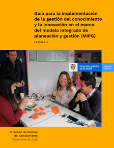 Portada de Guía para la implementación de la gestión del conocimiento y la innovación en el marco del modelo integrado de planeación y gestión (MIPG). Versión 1 Diciembre de 2020
